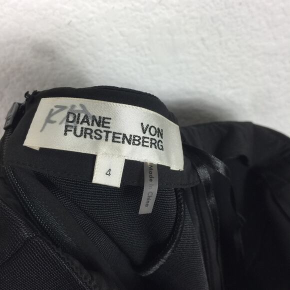 Diane Von Furstenberg Black Convertible Mini Dress Small Sash Wrap Cocktail Chic - Picture 5 of 12